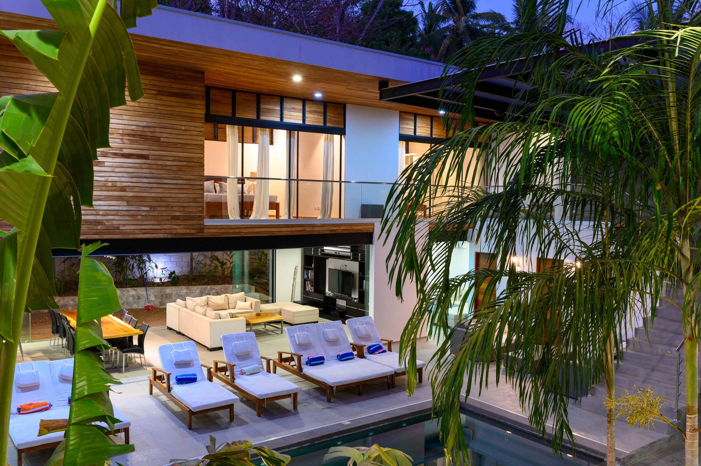 Modern luxury home at dusk